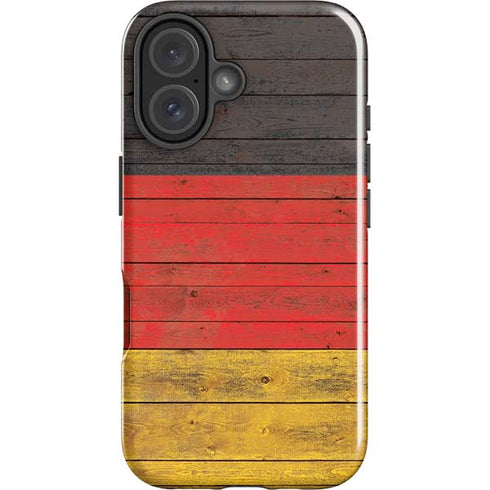 German Flag Dark Wood iPhone 16 Impact Case