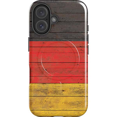 German Flag Dark Wood iPhone 16 Magsafe Impact Case