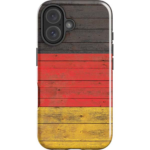 German Flag Dark Wood iPhone 16 Plus Impact Case