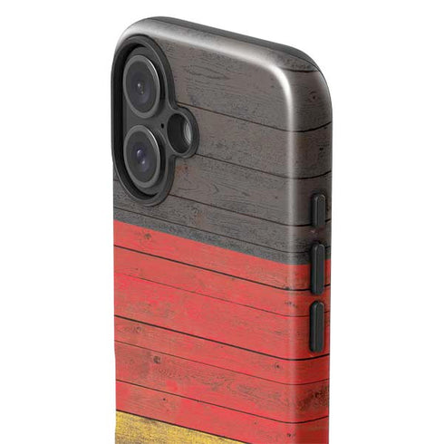 German Flag Dark Wood iPhone 16 Plus Impact Case
