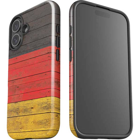 German Flag Dark Wood iPhone 16 Plus Impact Case