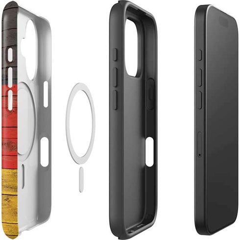 German Flag Dark Wood iPhone 16 Plus Magsafe Impact Case