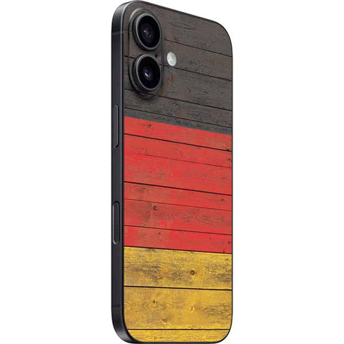 German Flag Dark Wood iPhone 16 Plus Skin