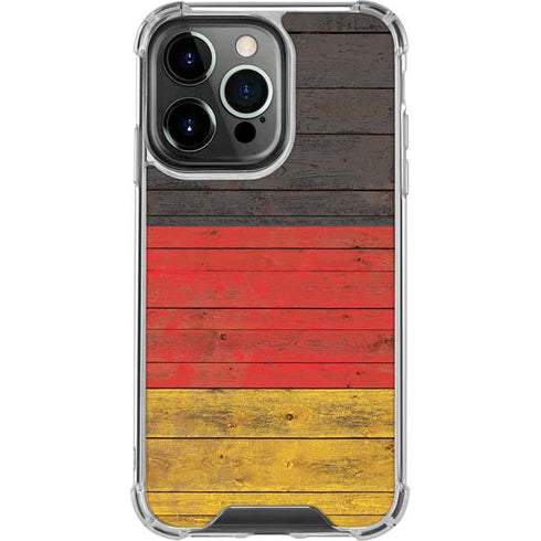German Flag Dark Wood iPhone 16 Pro Clear Case
