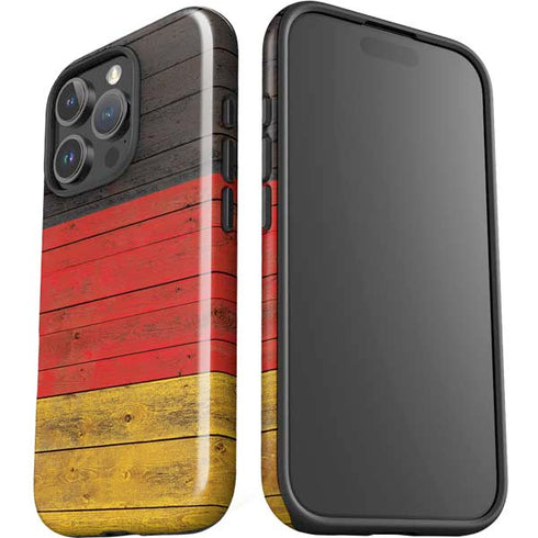 German Flag Dark Wood iPhone 16 Pro Impact Case