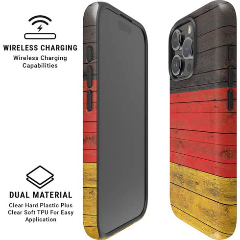 German Flag Dark Wood iPhone 16 Pro Magsafe Impact Case