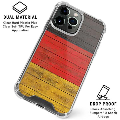 German Flag Dark Wood iPhone 16 Pro Max Clear Case