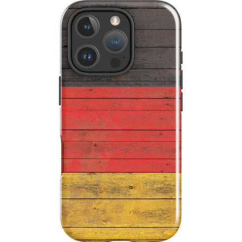 German Flag Dark Wood iPhone 16 Pro Max Impact Case