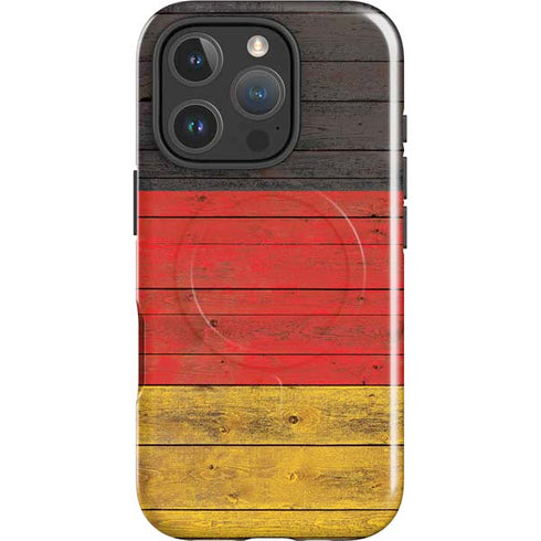 German Flag Dark Wood iPhone 16 Pro Max Magsafe Impact Case