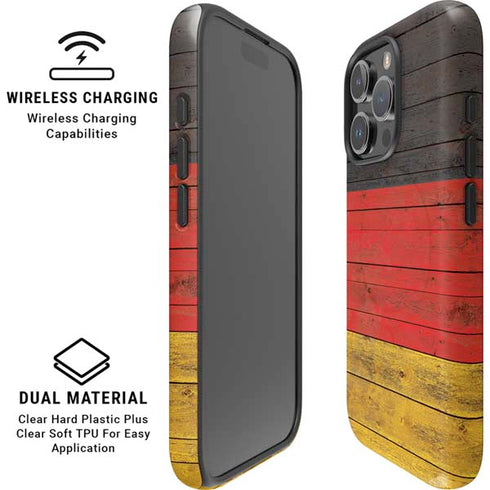 German Flag Dark Wood iPhone 16 Pro Max Magsafe Impact Case