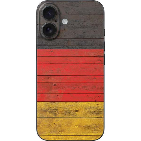German Flag Dark Wood iPhone 16 Skin