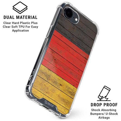 German Flag Dark Wood iPhone 16e Clear Case