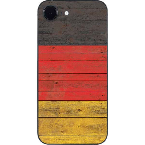 German Flag Dark Wood iPhone 16e Skin