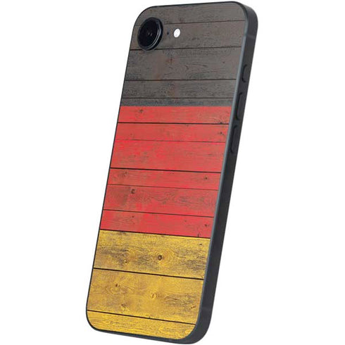 German Flag Dark Wood iPhone 16e Skin