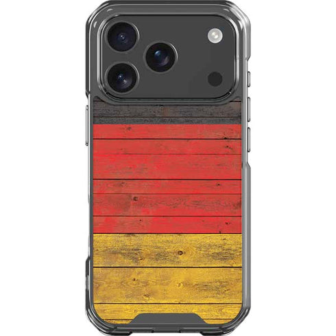 German Flag Dark Wood iPhone 18 Pro Clear Case