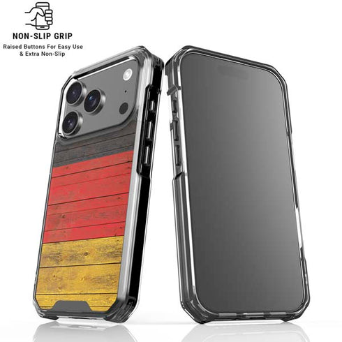 German Flag Dark Wood iPhone 18 Pro Clear Case