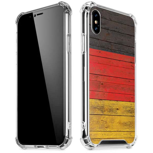 German Flag Dark Wood iPhone X/XS Clear Case