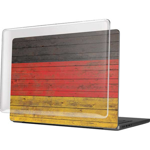 German Flag Dark Wood MacBook Pro 14in (2021-24) Case plus Skin