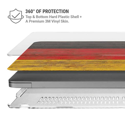 German Flag Dark Wood MacBook Pro 14in (2021-24) Case plus Skin