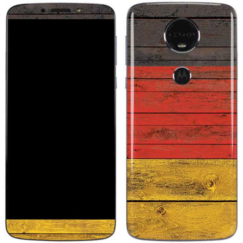 German Flag Dark Wood Moto E5 Plus Skin