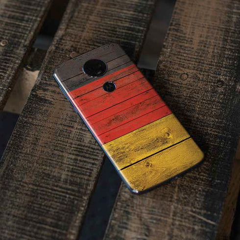 German Flag Dark Wood Moto E5 Plus Skin