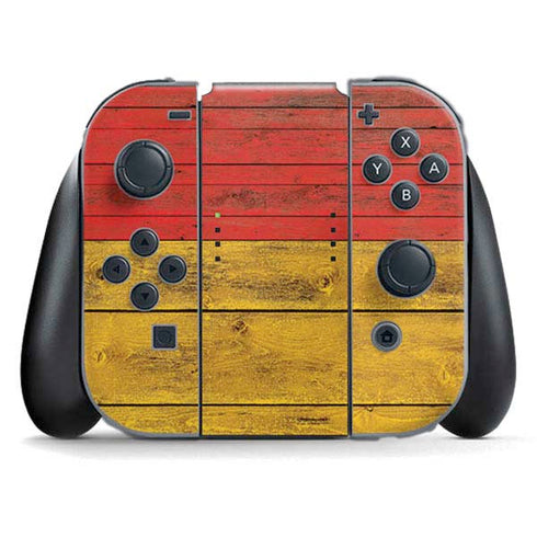 German Flag Dark Wood Nintendo Switch (2017-2021) Joy-Con Controller Skin
