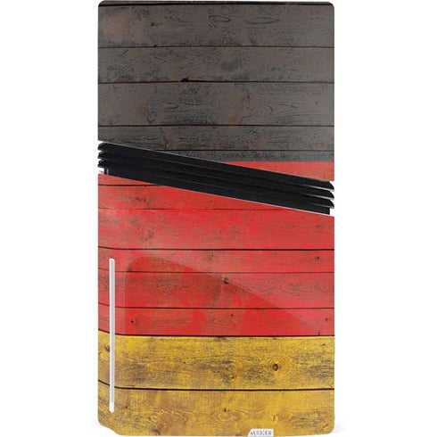 German Flag Dark Wood PS5 Pro Disk Console Skin