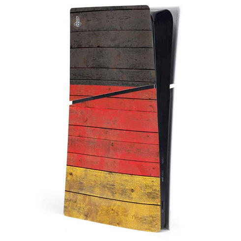 German Flag Dark Wood PS5 Slim Digital Edition Console Skin