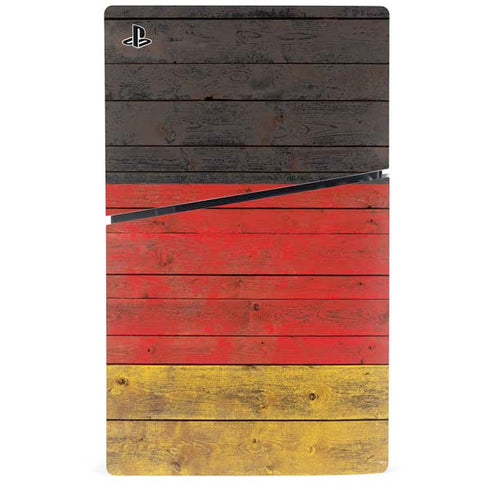 German Flag Dark Wood PS5 Slim Digital Edition Console Skin