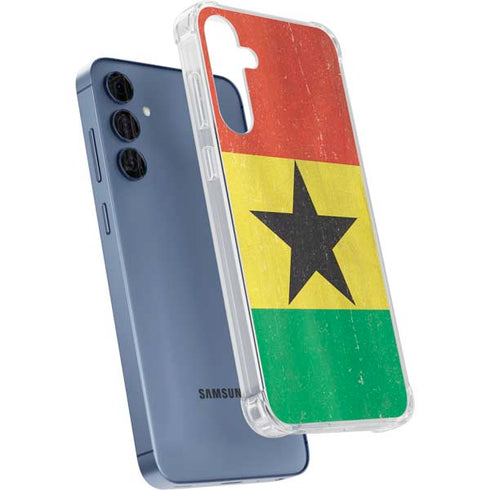 Ghana Flag Distressed Galaxy A55 5G Clear Case