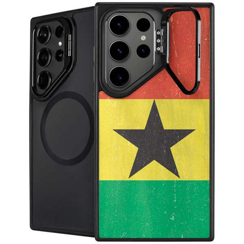 Ghana Flag Distressed Galaxy S25 Ultra Kickstand Case