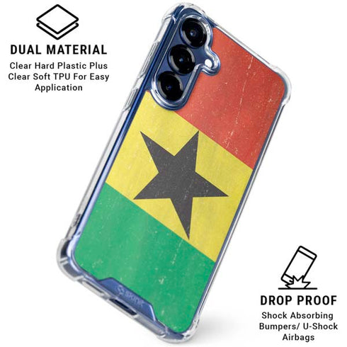 Ghana Flag Distressed Galaxy S25 Plus Clear Case