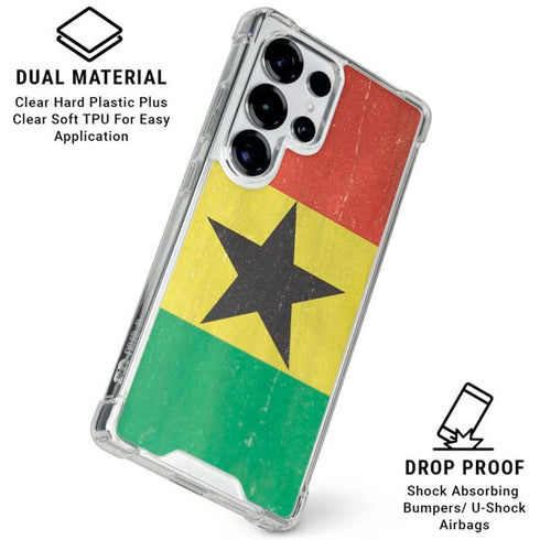 Ghana Flag Distressed Galaxy S25 Ultra Clear Case