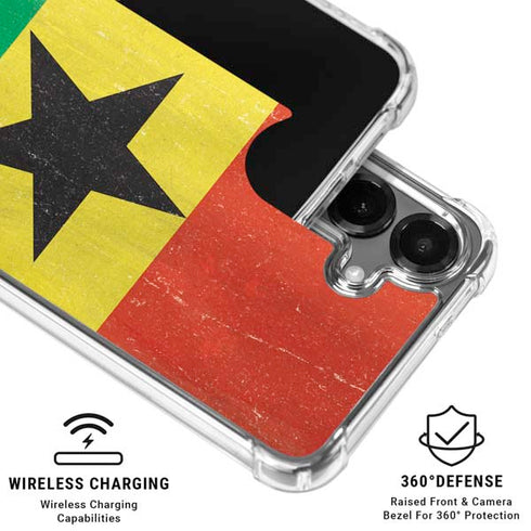 Ghana Flag Distressed Galaxy S26 Plus Clear Case