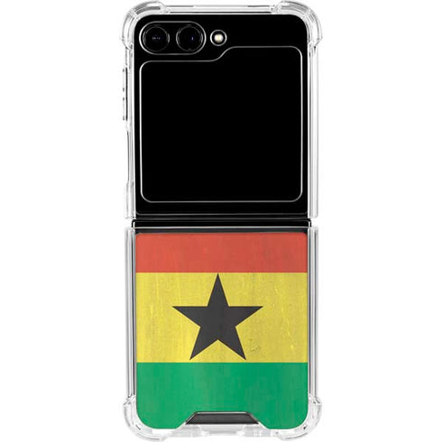 Ghana Flag Distressed Galaxy Z Flip6 Clear Case