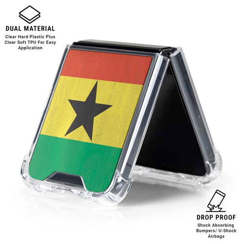Ghana Flag Distressed Galaxy Z Flip6 Clear Case