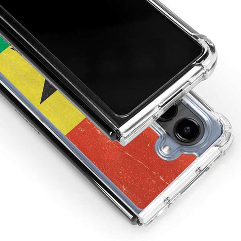 Ghana Flag Distressed Galaxy Z Fold5 5G Clear Case