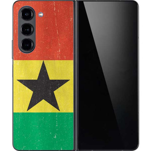 Ghana Flag Distressed Galaxy Z Fold5 5G Skin