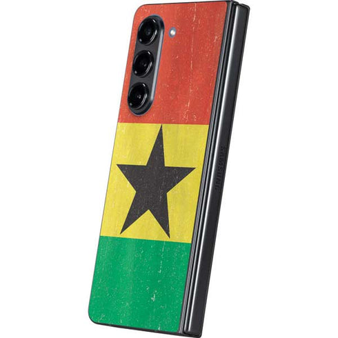 Ghana Flag Distressed Galaxy Z Fold5 5G Skin