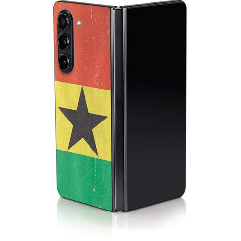 Ghana Flag Distressed Galaxy Z Fold5 5G Skin