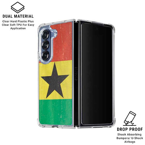 Ghana Flag Distressed Galaxy Z Fold6 Clear Case