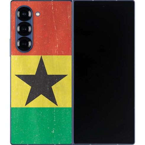 Ghana Flag Distressed Galaxy Z Fold6 Skin