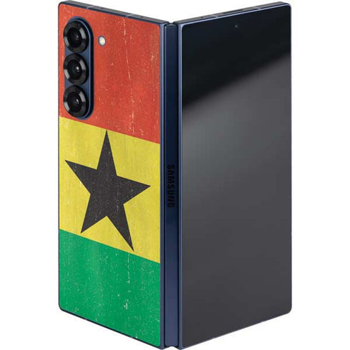 Ghana Flag Distressed Galaxy Z Fold6 Skin