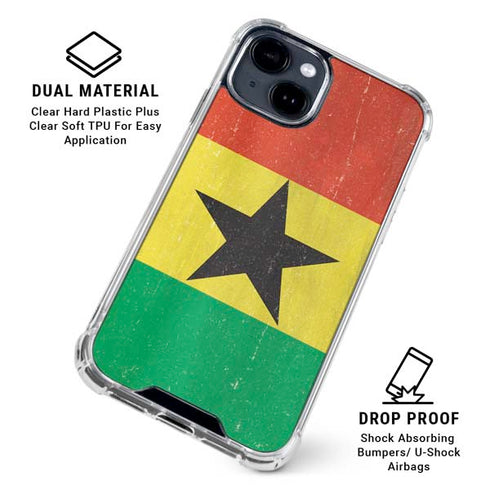 Ghana Flag Distressed iPhone 15 Clear Case
