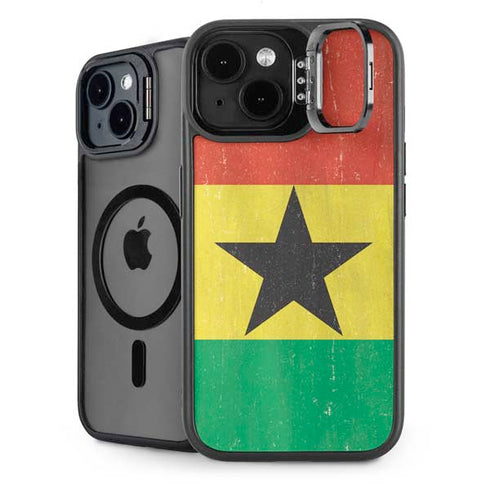 Ghana Flag Distressed iPhone 15 Kickstand Case