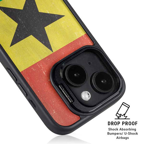 Ghana Flag Distressed iPhone 15 Kickstand Case