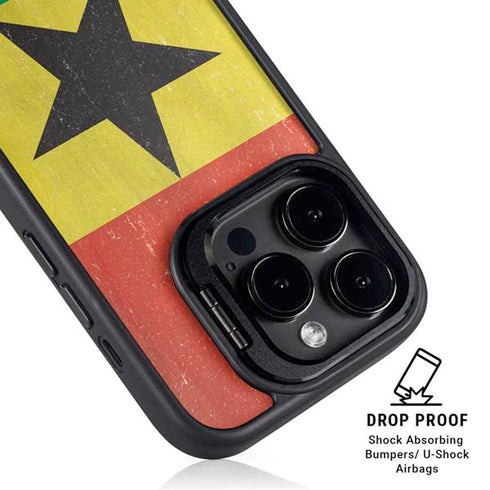 Ghana Flag Distressed iPhone 15 Pro Kickstand Case