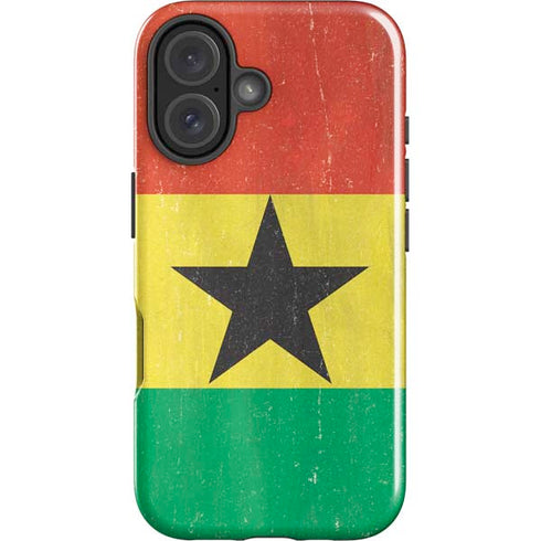 Ghana Flag Distressed iPhone 16 Impact Case