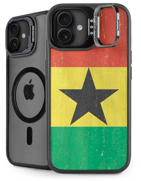 Ghana Flag Distressed iPhone 16 Kickstand Case
