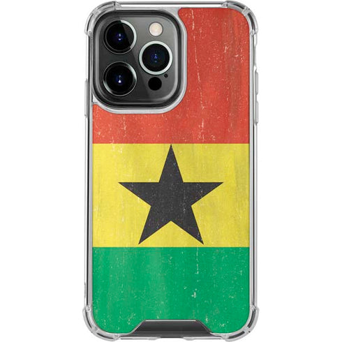 Ghana Flag Distressed iPhone 16 Pro Clear Case